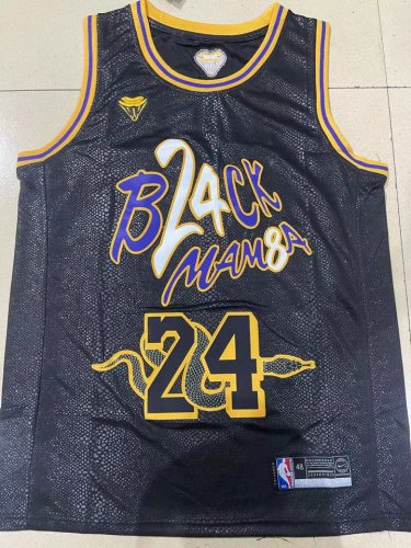 NBA 24 Kobe Bryant Lakers snake pattern Maillot noir